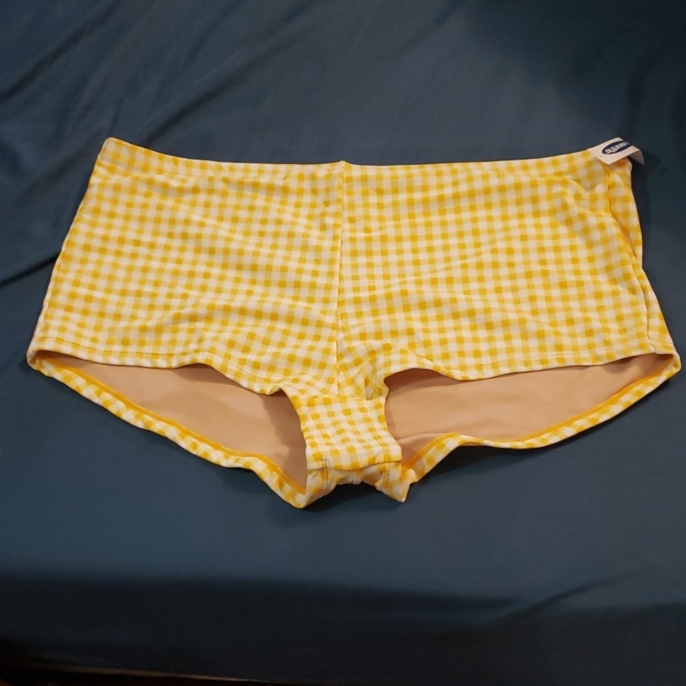 Old Navy High Rise Swim Short XXL Yellow Gingham